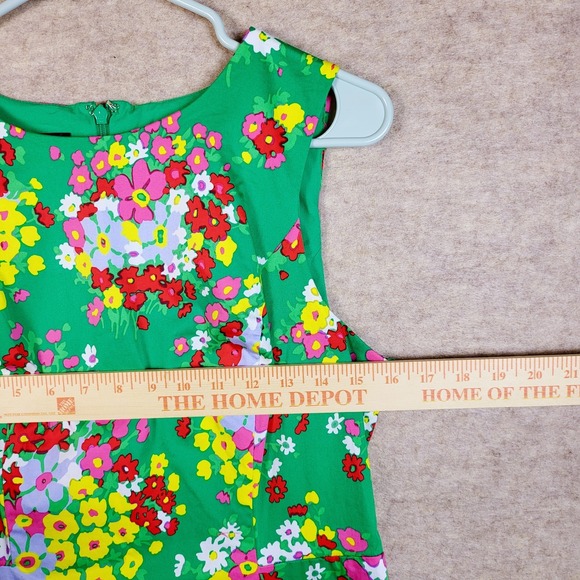 Preppy Green Floral Sleeveless Sundress • Size 6 • Colorful Midi Sundress - Picture 5 of 15
